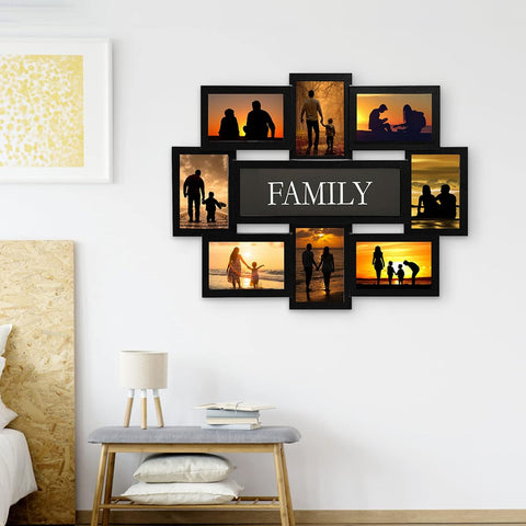 8 Opening Family Reunion Photo Frames, Collage Picture Frames for Wall Decor, Reunion Friends Memory Photo Frame Selfie Gallery Collage, Wall Hanging for 4X6 Picture Frames Black