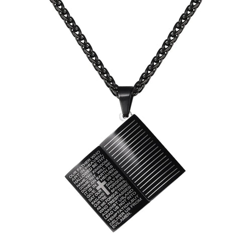 Stainless Steel Holy Bible Book Pendant Necklace for Man Women Unisex Christmas Gifts Christian Jewelry P1032 QC24
