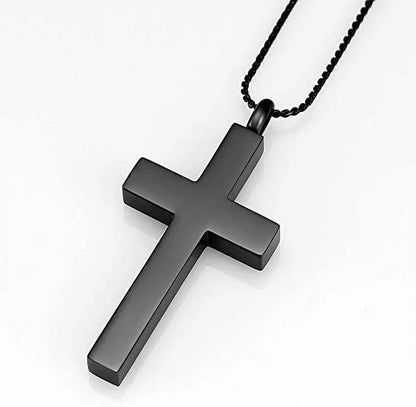 Crystal Cross Necklace for Ashes - Stainless Steel Keepsake Cremation Jewelry - Religious Cross Memorial Urn Necklace for Pet Human Ashes Pendant