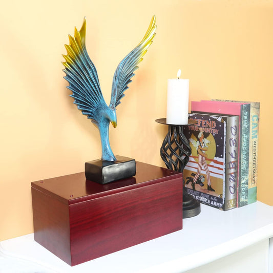 Cremation Urn Adult Ashes, Funeral Urn for Human Ashes Adult Large Human Remains or Pet Urn, Display Burial Urn at Home or in Niche at Columbarium (Fiying Birds - Resin and Wooden Urn for Ashes