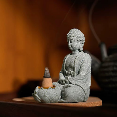 Zen Buddha Statue Incense Holder Home Decoration Candle Tea Light Holders Decor for Garden Patio Desk Porch Yard Art Ornaments