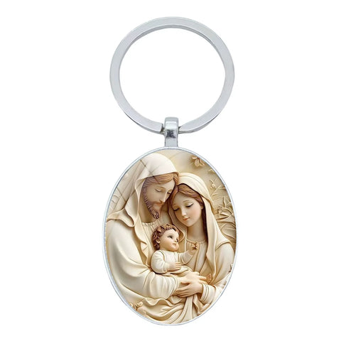 1Pc Retro Virgin Mary Alloy Keychain - Religious Time Gem Pendant Suitable for Car Keys and Backpack Pendant Gift