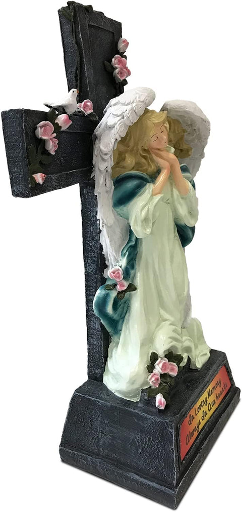 Angel Garden Statues - Elegant Memorial Decorations for Home and Garden, Thoughtful Sympathy and Condolence Gifts (Angel Cross)