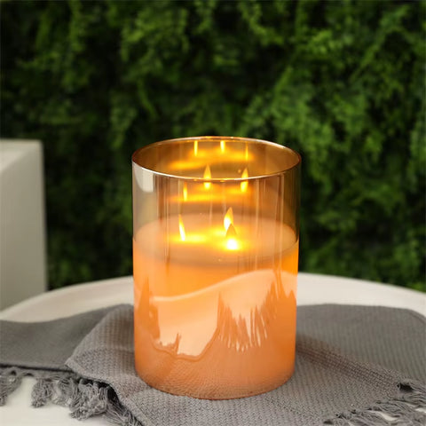 Flameless Candles Battery Operated Flickering Candles with 6-Hour Timer Real Wax Moving Wick Glass Candle for Home Decor