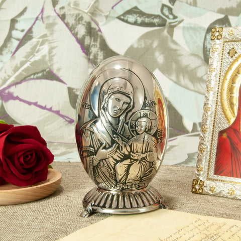 HT New Creative Design Holy Virgin Mary Statue Metal Alloy round Shape Orthodox Catholic Church Decoration Ornament