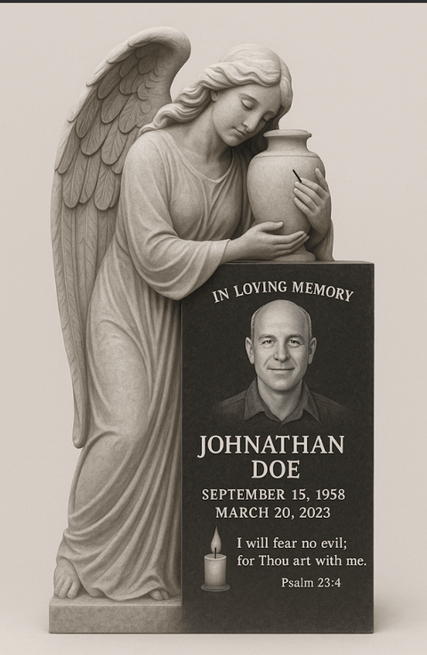 Elegant Angel Memorial Plaque - Personalized Tribute - Memorialine
