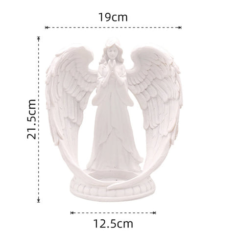 Resin Prayer Angel Candle Holder Statue Battery Powered Decorative Angel Figurines Atmosphere Prop for Wedding Party Decor