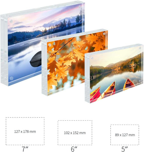 Acrylic Picture Frame,Tabletop Photo Frame Magnetic Double Sided Frame Free Standing Desktop (5X7)