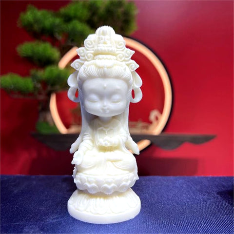 Mini Buddhism Figurine Statue Car Decoration Decorative Lifelike Resin Miniature Crafts Dolls Meditating Statue for Bedroom