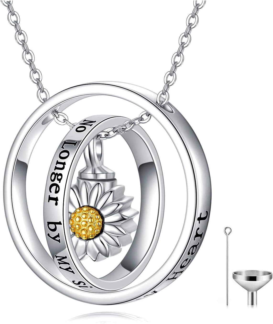 Cremation Jewelry 925 Sterling Silver Sunflower/Rose/Paw Urn Necklace for Ashes Memorial Keepsake Gifts for Women