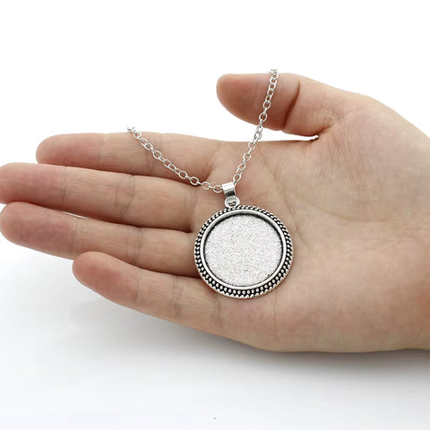 Vintage Islamic Muslim Allah Necklace Glass Cabochon Art Photo Pendant Religious Jewelry Man Women Gift NT414
