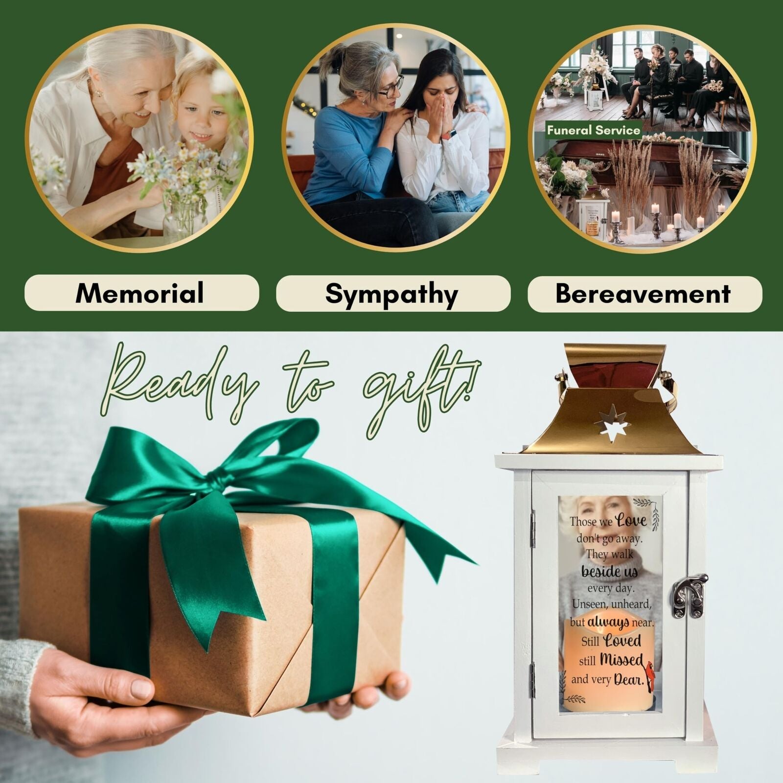 Memorial Lantern with Photo Frame, Sympathy Gifts for Loss of Loved One, Bere...