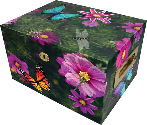 Magical Garden Cremation Urn Memorial Collection Chest with Lock and Key, Cremation Urns for Adult Ashes, Urns for Human Ashes Adult or Chilld