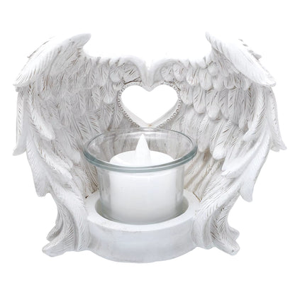 Candles Angel Wings Operated Holder Taper Flameless Decor Flickering Fake Wall Powered Light Memorial Tea Led