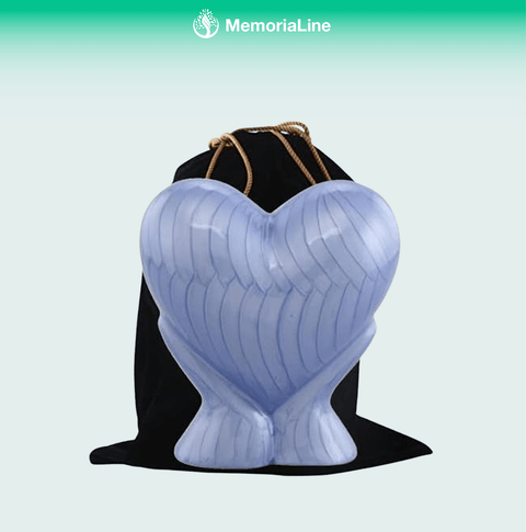 Forever Heart Cremation Urn – Elegant Blue Metal Ashes Urn - Memorialine