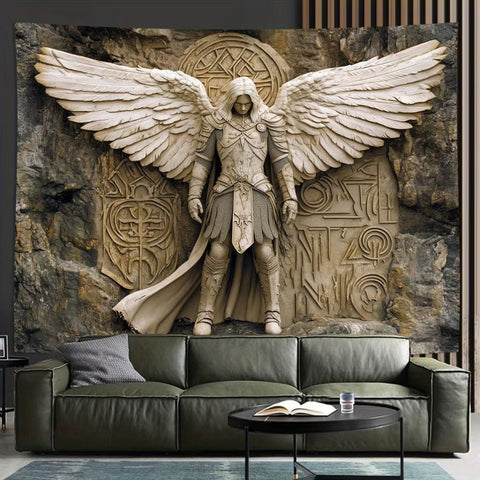 Glam Style 3D Angel Wall Tapestry for Polyester Hanging Decoration for Living Room, Bedroom, Office and Party - Memorialine