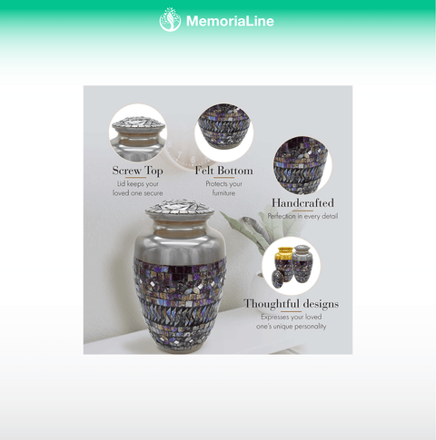 Glass Mosaic Urn – Large Handcrafted Ashes Urn - Memorialine