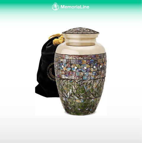 Glass Mosaic Urn – Large Handcrafted Ashes Urn - Memorialine