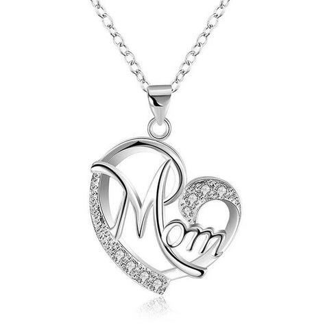 Huitan Mother'S Day Necklace for Mom Luxury Trendy Craved Pendant Necklace Pink Flower Aesthetic Neck Accessories Love Jewelry - Memorialine