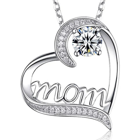 Huitan Mother'S Day Necklace for Mom Luxury Trendy Craved Pendant Necklace Pink Flower Aesthetic Neck Accessories Love Jewelry - Memorialine