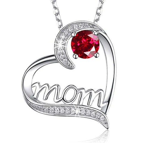 Huitan Mother'S Day Necklace for Mom Luxury Trendy Craved Pendant Necklace Pink Flower Aesthetic Neck Accessories Love Jewelry - Memorialine