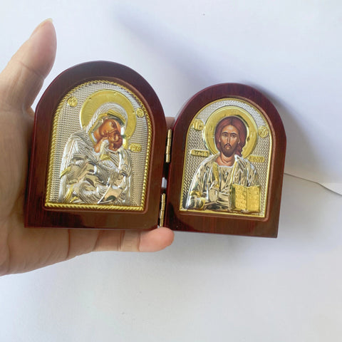 Jesus & Virgin Mary Wooden Icon - Memorialine