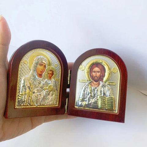 Jesus & Virgin Mary Wooden Icon - Memorialine