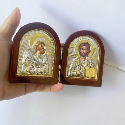 Jesus & Virgin Mary Wooden Icon - Memorialine