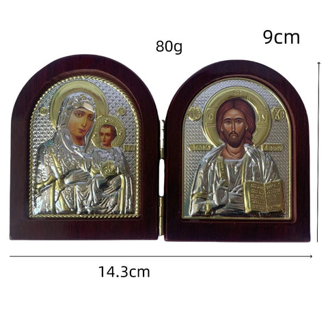 Jesus & Virgin Mary Wooden Icon - Memorialine