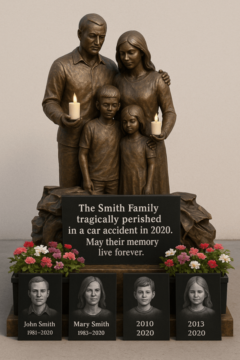Luxury Granite & Acrylic Memorial Headstones – Custom Designs for Singles, Couples & Families - Memorialine