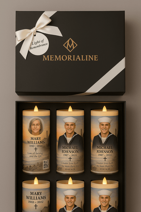 Memorialine Gift Box – 6 Personalized LED Memorial Candles (Buy 6, Pay for 5) - Memorialine