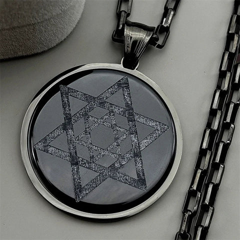 Natural Stones Jewish Hexagram Symbol Pendant Necklace Stainless Steel Gold Color Judaism Star of David Shield Magen Jewelry - Memorialine