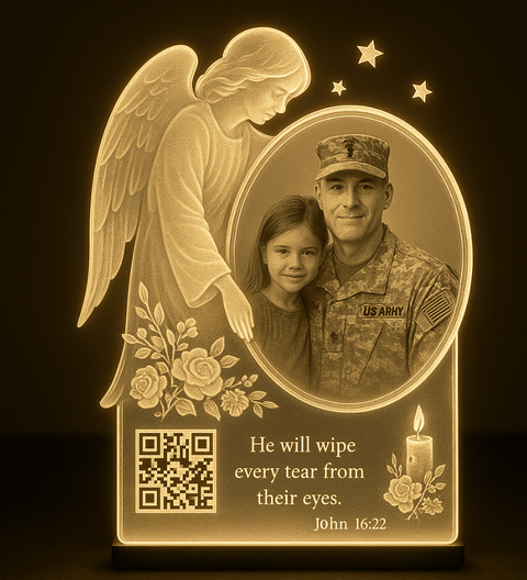 Personalized Angel LED Memorial Plaque with Photo - Memorialine