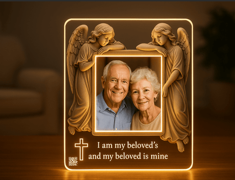Personalized Angel Photo Frame with LED Light - Memorialine