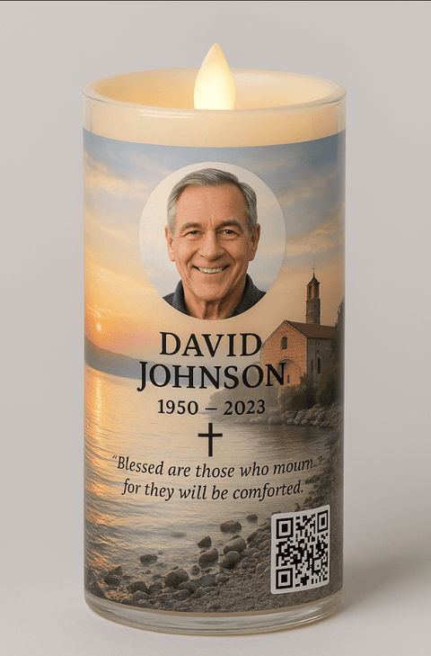 Personalized Memorial Candle with Photo and Quote - Memorialine