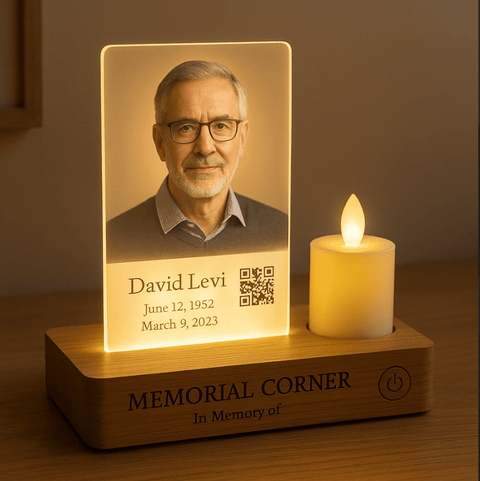 Personalized Memorial LED Light with Candle Holder - Memorialine