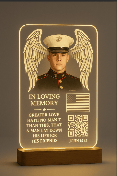 Personalized Memorial LED Light with Engraved Photo - Memorialine