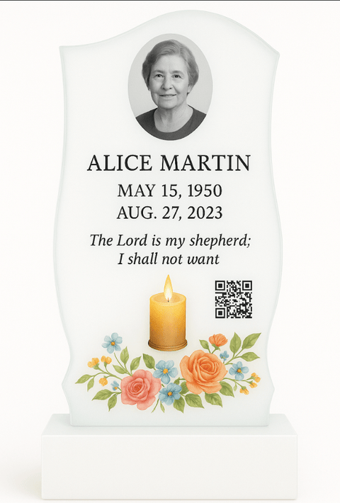 Personalized Memorial Plaque with Photo and Candle Design - Memorialine