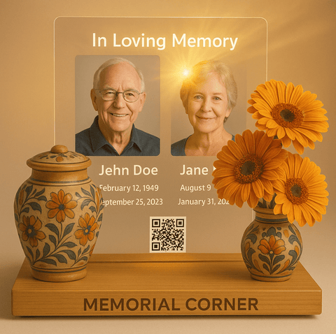 Personalized Memorial Plaque with Photo and QR Code - Memorialine