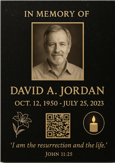 Personalized Memorial Plaque with Photo and QR Code - Memorialine