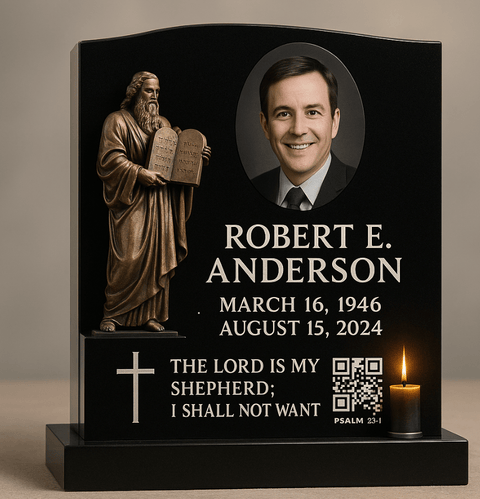 Personalized Memorial Plaque with Photo and Scripture - Memorialine