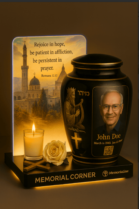 Personalized Memorial Urn with LED Tribute Display - Memorialine