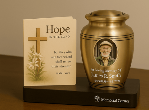 Personalized Memorial Urn with Photo and Message - Memorialine