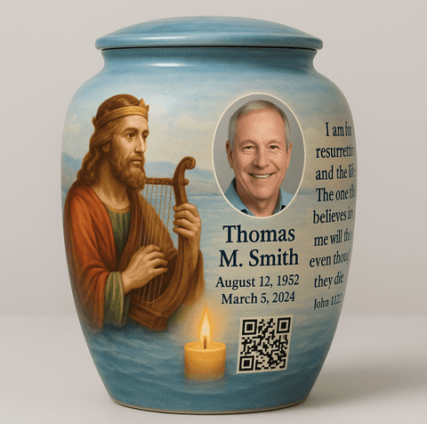 Personalized Memorial Urn with Photo and Verse - Memorialine