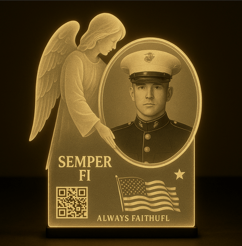 Personalized Military Angel LED Memorial Light - Memorialine