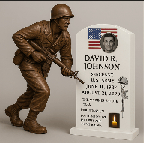 Personalized Military Tribute Statue with Custom Engraving - Memorialine