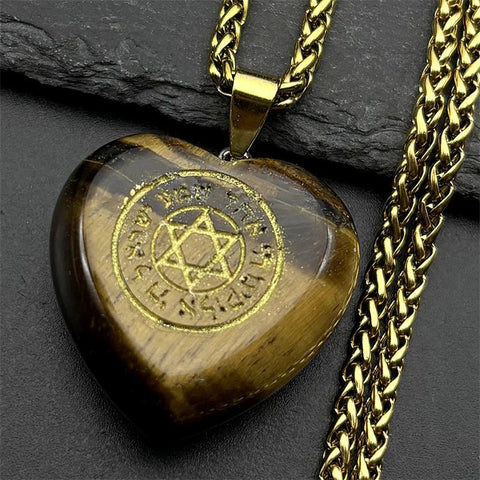 Pink Love Heart Crystal Hebrew Star of David Pendant Necklace for Women Men Stainless Steel Gold Color Jewish Chain Jewelry - Memorialine
