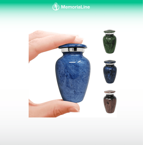 Pisces Blue Small Aluminum Keepsake Cremation Urn, Available in 4 Colors - Memorialine