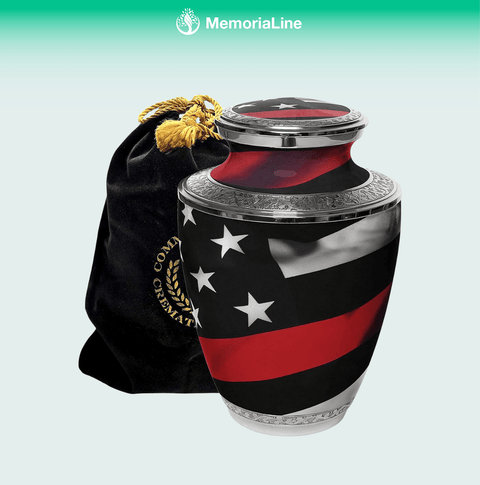 Red Line Firefighter Cremation Urn - Memorialine
