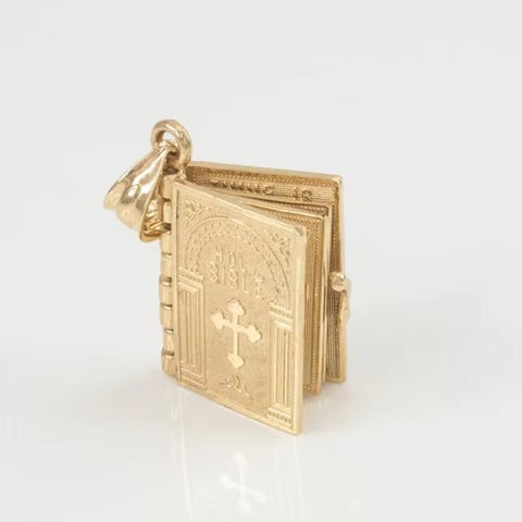 Religion Women Necklace Gold Color Openable Holy Bible Book Pendant Necklaces Christian Judaism Catholicism Orthodox Jewelry - Memorialine